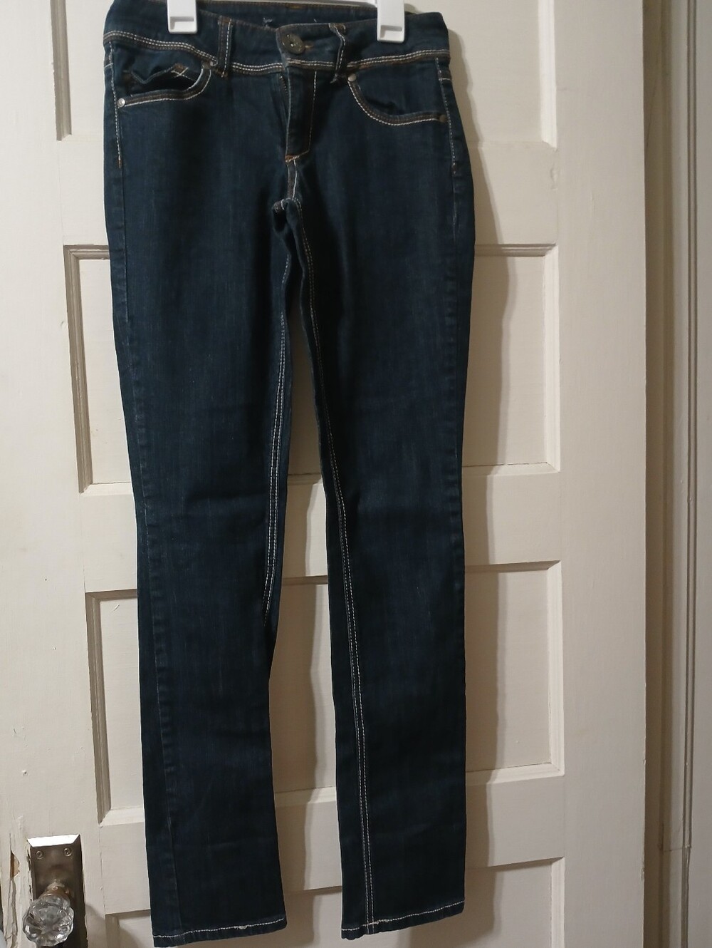 Dark Blue Womens Junior  Slim Jeans